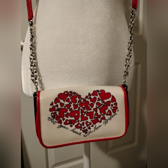 Brighton Vintage Red and White Heart Crossbody Bag Mini - Picture 2 of 4